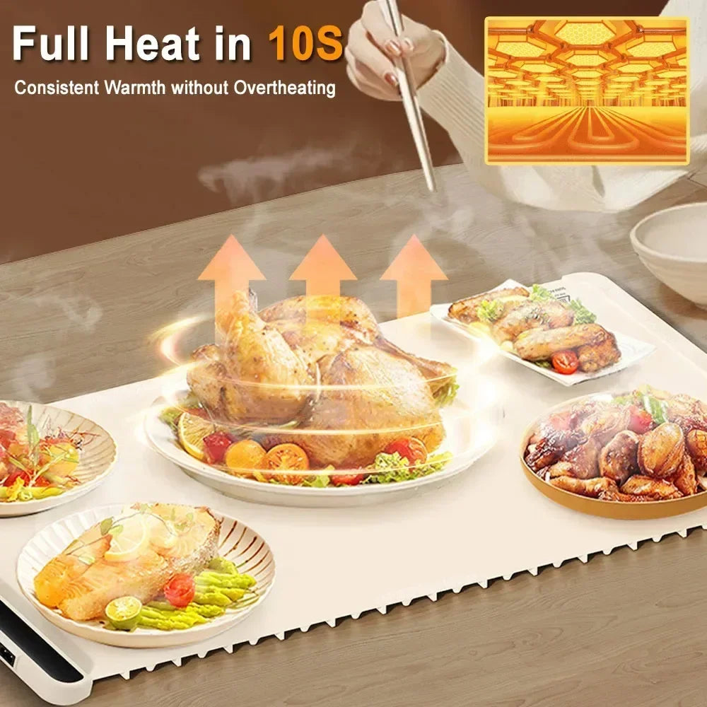 Electric Warming Tray Food Warmer Mat Foldable Coffee Warming Pad for Food Portable Electric Warming Tray Silicone Warmer Plate